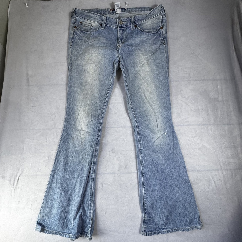 Y2K Gap Womens Premium Flared Jeans Blue Light Wash Denim Flap Pocket Size 6